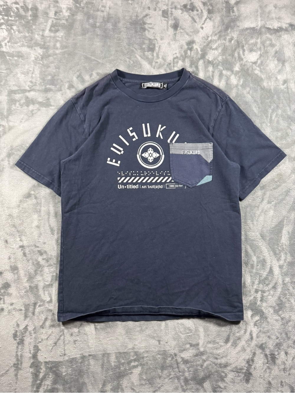 Evisu Navy Short-Sleeve Graphic Pocket Tee